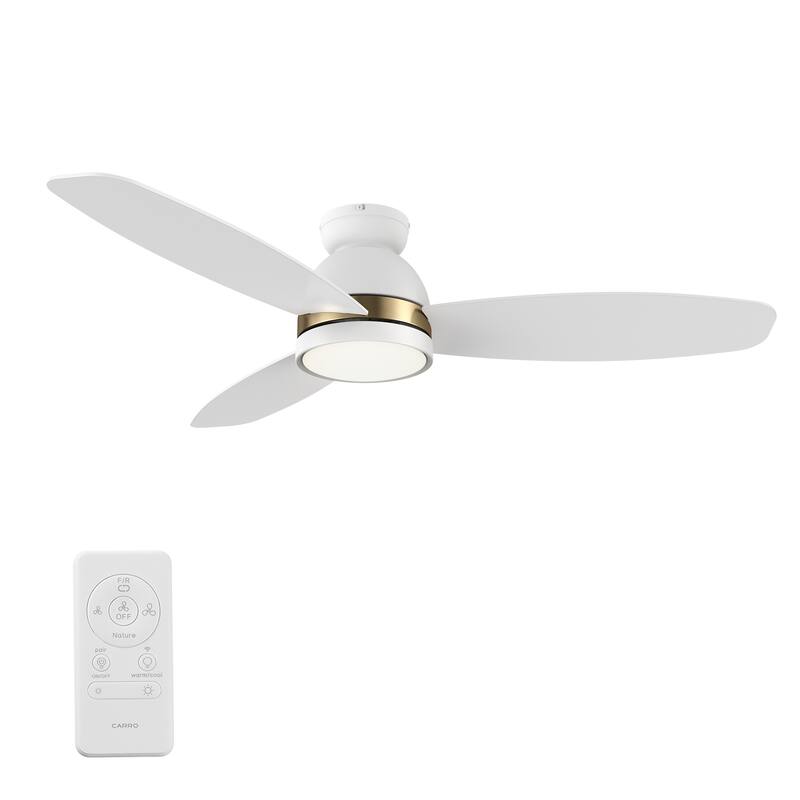 CARRO Quest 48" 3-Blade Smart Ceiling Fan with LED Light and Remote-Flush Mount - White