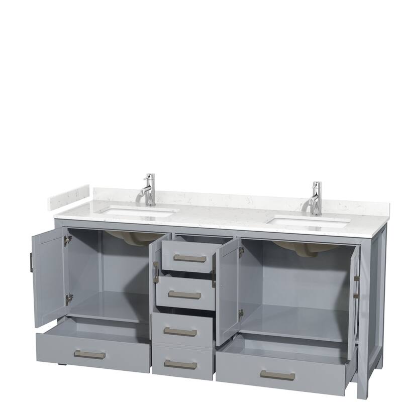 Sheffield Double Bathroom Vanity Set, Cultured Top, No Mirror