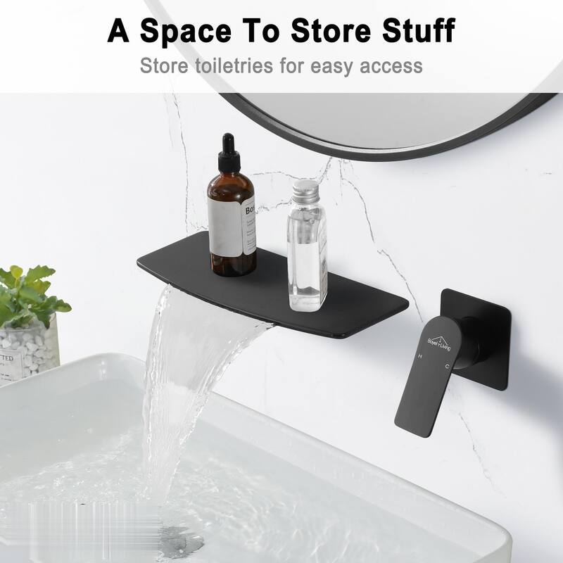 Waterfall Faucet 1-Handle Wall Mount Lavatory Faucet Mixer Tap