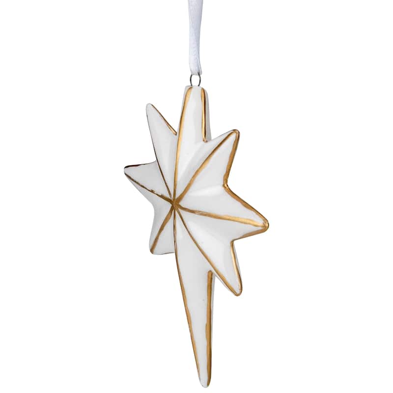 4" White and Gold Star Hanging Christmas Ornament