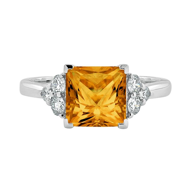 Auriya 3 1/10ct Princess-cut Citrine and Diamond Engagement Ring 1/3ctw 14k Gold