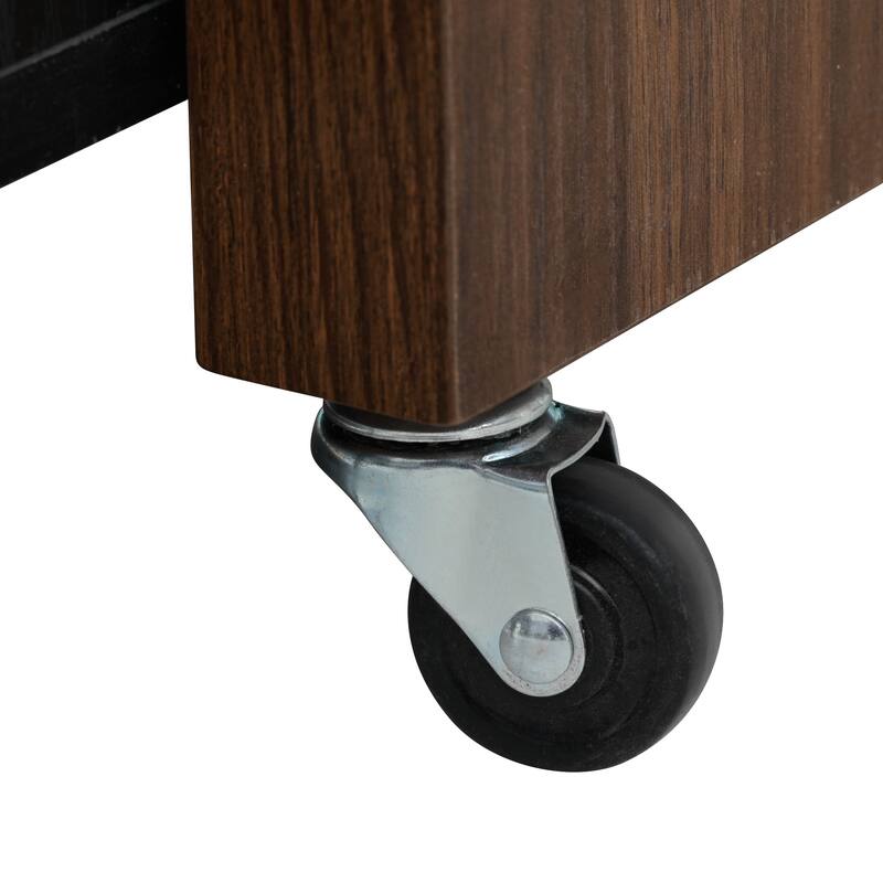 Mobile Kitchen Cart with Pull Out Dining Table Storage Drawers and Spice Rack