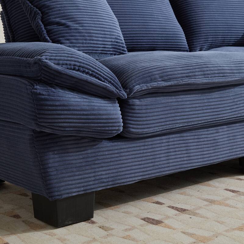 84-Inch Corduroy Sofa with Double Layer Cushion and 2 Extra Pillows for Living Room or Guest Room