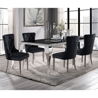 Pizo Glam Glass Top 5-Piece Dining Table Set by Furniture of America ...