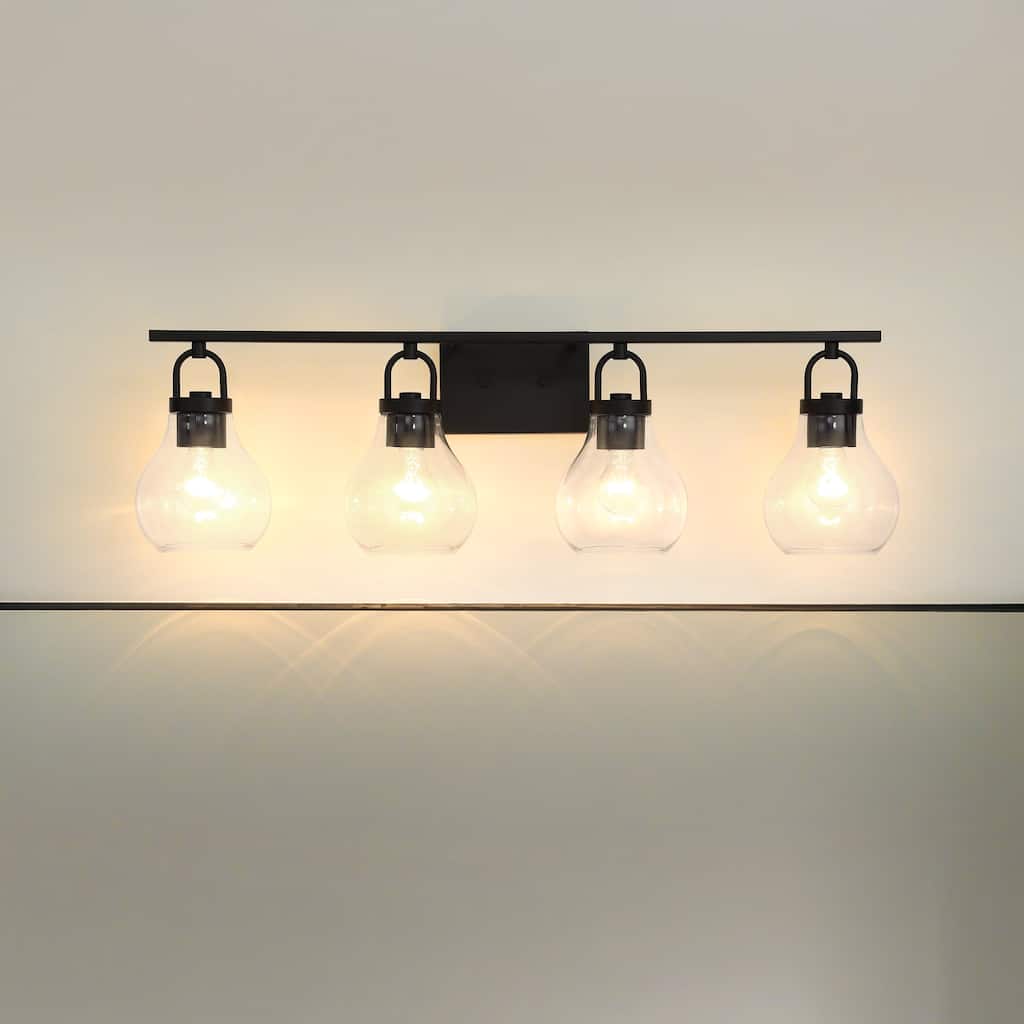 Thesis Mansfield 34-inch 4-light Matte Black Vanity Light with Clear Glass Shades