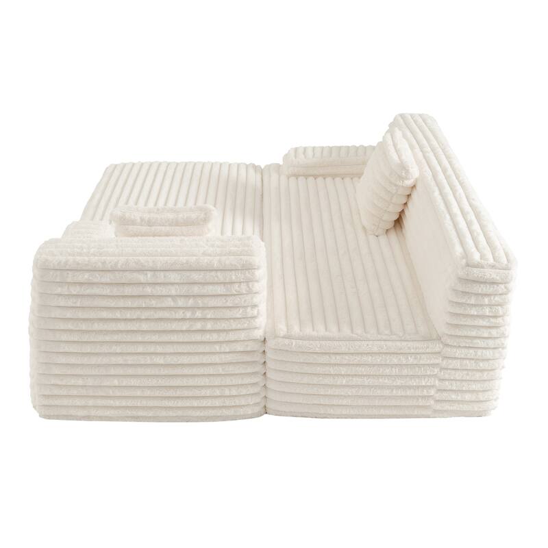 Cloud Sectional Sofa, Modern Upholstered Couch with 2 Throw Pillows, Free-Combined Sofa, Modular Sectional L Shaped Couch