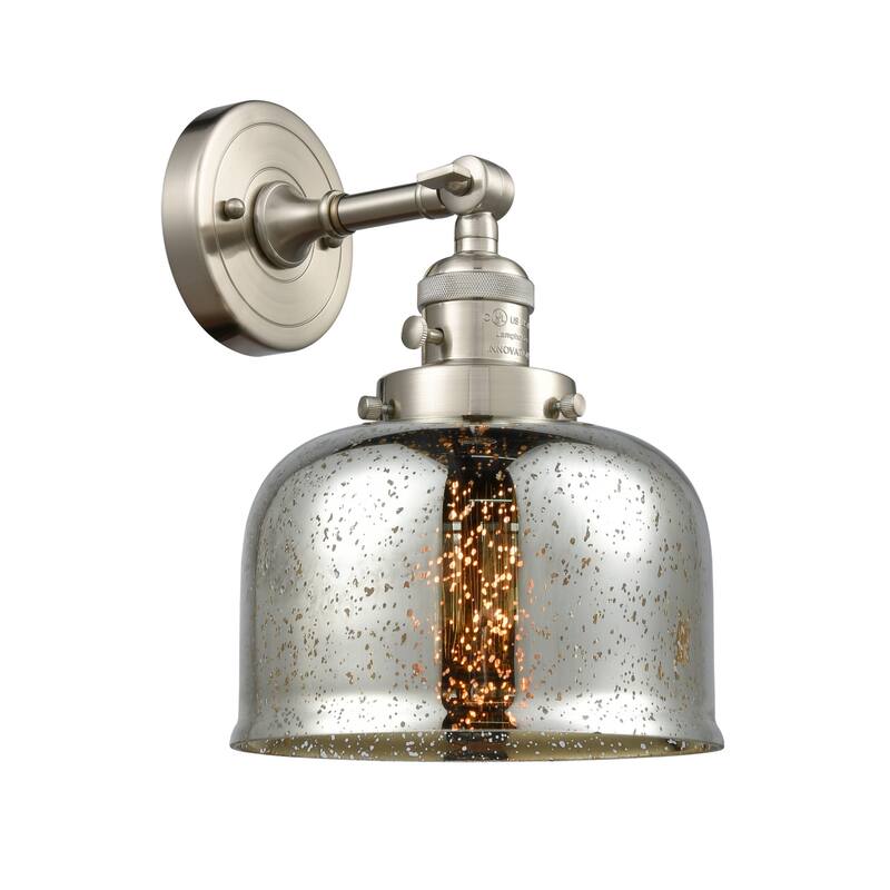 Innovations Lighting Large Bell Single Light 12" Tall Bathroom Sconce - Brushed Satin Nickel / Silver Plated Mercury