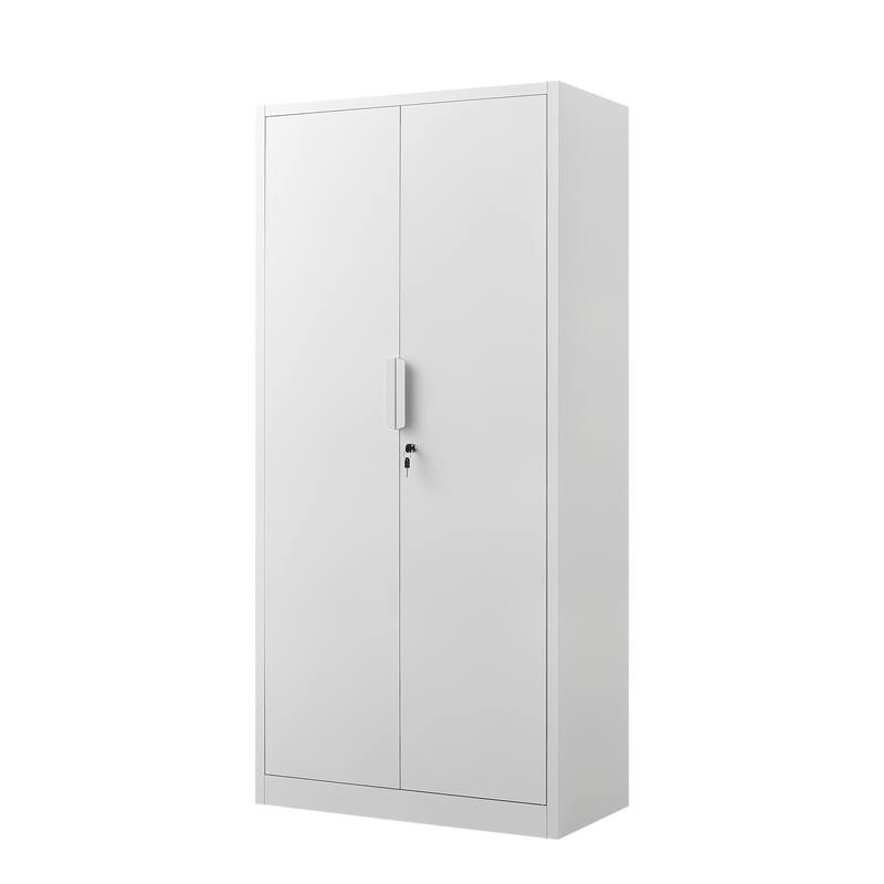Modern 2-Door Filing Cabinet, Organization Cabinet with Lock, 4 Adjustable Shelves, for Home Office, White