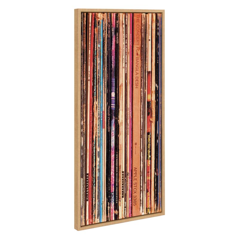 Kate and Laurel Sylvie Record Sleeves Framed Canvas by Robert Cadloff - 18x40 - Plastic - Natural