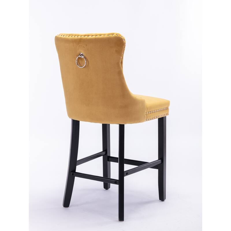 Barstools Set of 2, Tufted Upholstered Counter Height Stools Dining Chairs