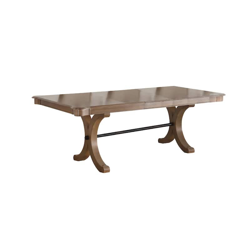 Transitional Extendable Wooden Dining Table with Trestle Base, Brown
