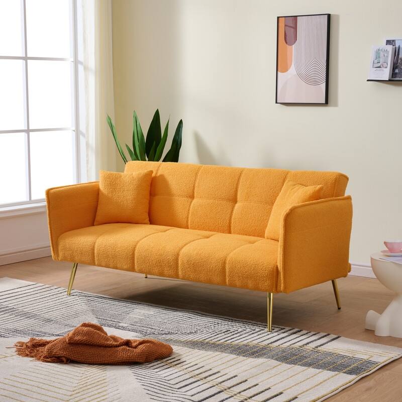 79.92" Teddy Velvet Upholstered Sofa Bed with Adjustable Back and Armrests
