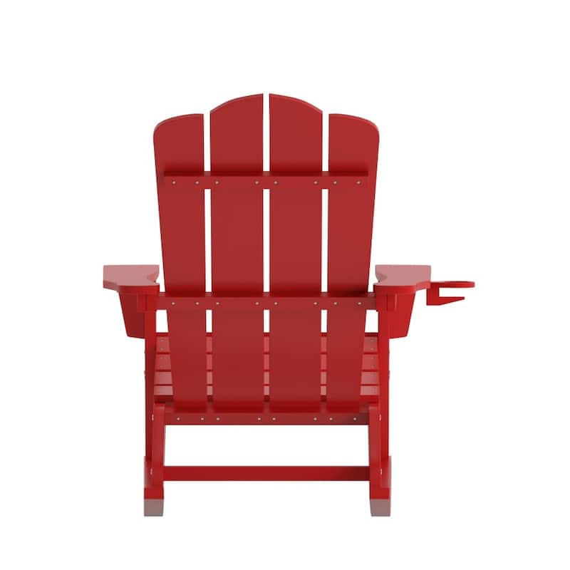 Commercial All-Weather Rocking Adirondack Chair with Swiveling Cupholder