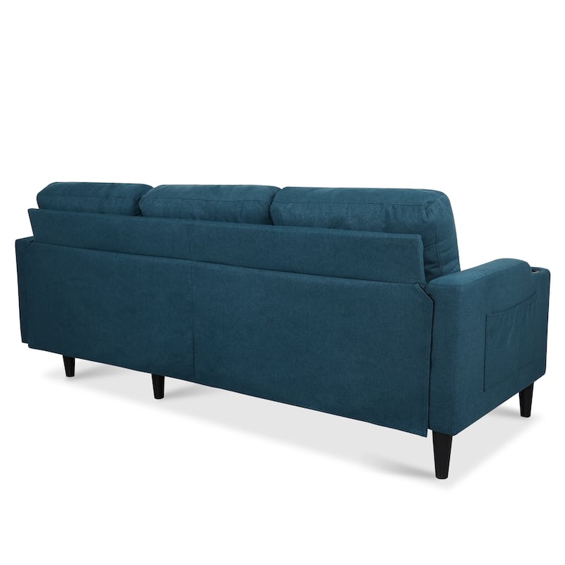 Pull Out Couch, L Shaped Convertible Sleeper Sofa Bed with Hidden Storage, 3-in-1 Upholstered Sectional Sofa with Cup Holder