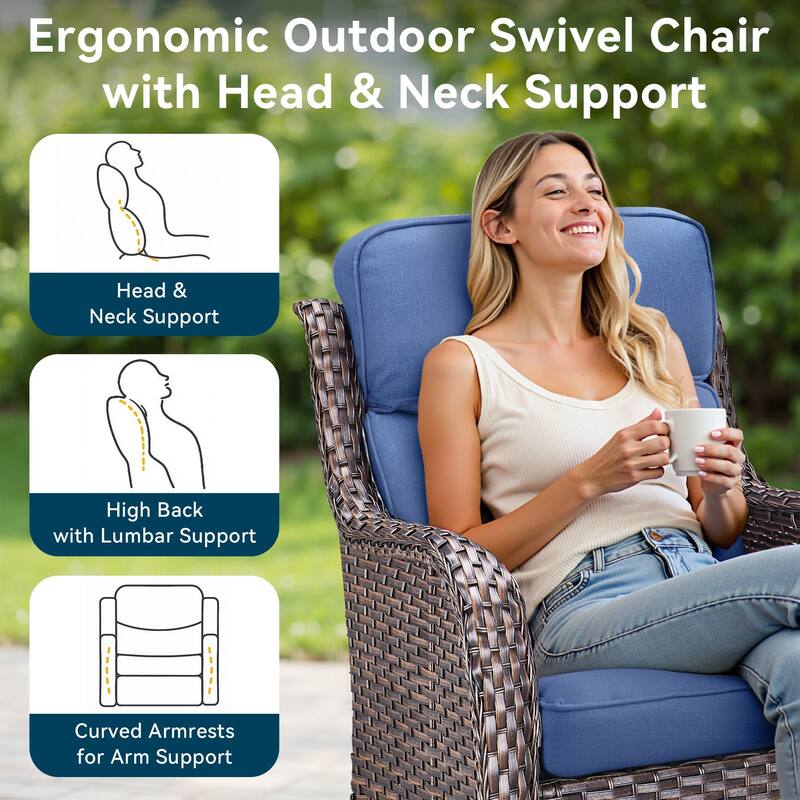 Pocassy 4Pieces Swivel Glider Chairs with 5Inch 6Inch Cushion