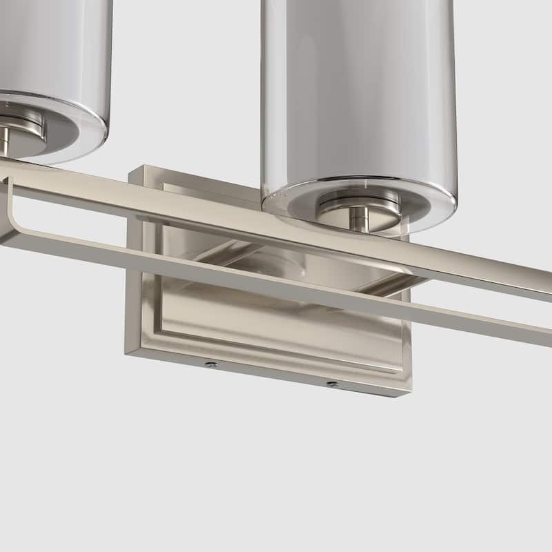 YANSUN 3-Light Wall Sconce Bath Fixture with Clear Glass Shades and Brushed Nickel Finish