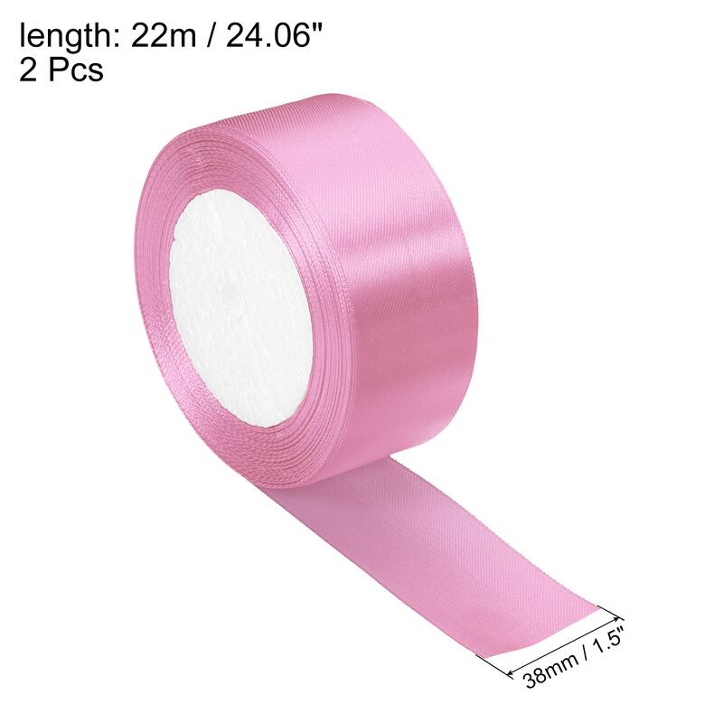 1.5 Inch Satin Ribbon, Double Face Crafts Roll for Wrapping Decoration - Medium Pink