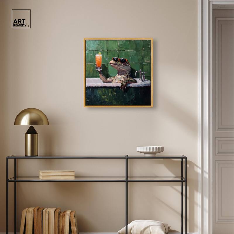 Cocktail Croc I Canvas by Art Remedy
