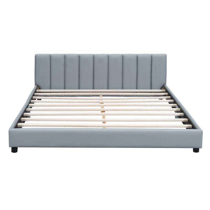 Queen & Twin XL Size Upholstered Platform Bed - PU Leather