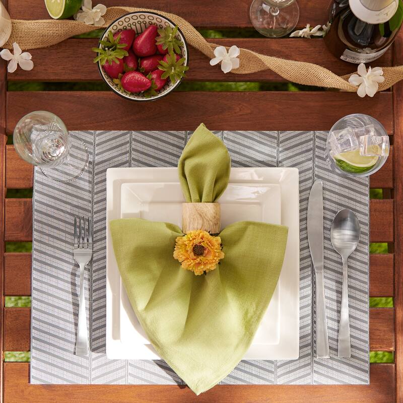 DII Antique Green Textured Twill Weave Placemat 6 Piece