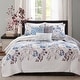 preview thumbnail 8 of 13, Madison Park Raven 6 Piece Printed Quilt Set with Throw Pillows Blue - King - Cal King