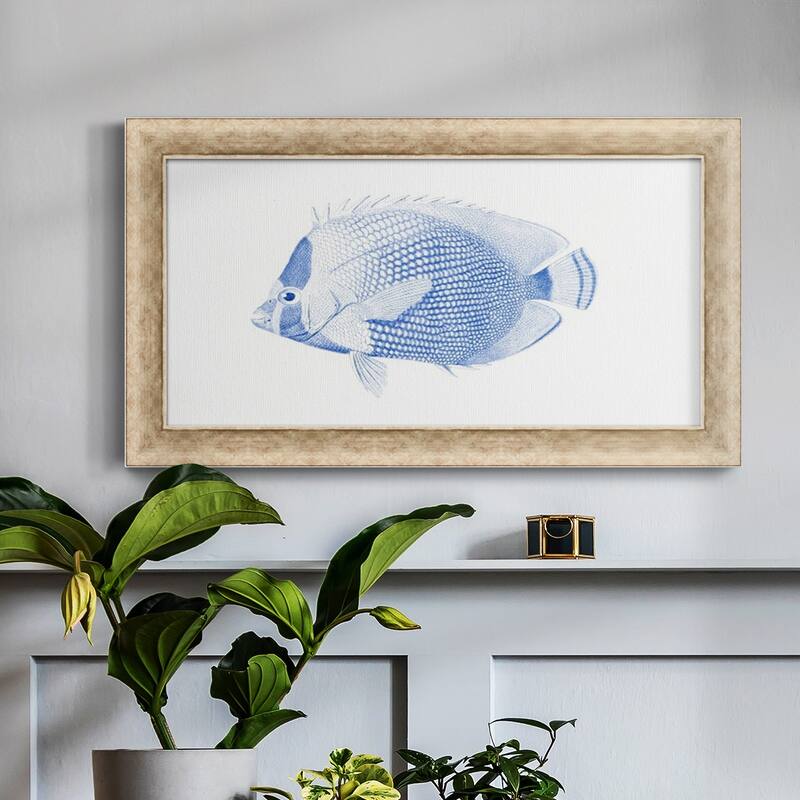 Blue & White Tropical Fish VI Premium Framed Canvas- Ready to Hang