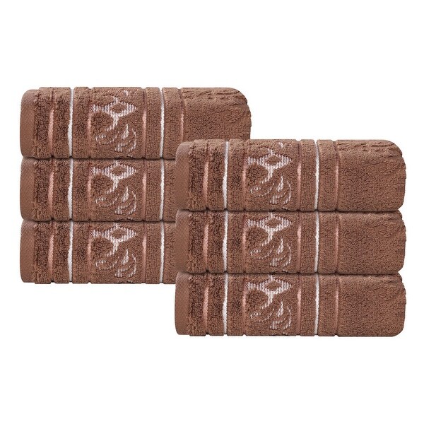 Superior Sadie Zero Twist Cotton Jacquard Hand Towel, Set of 6