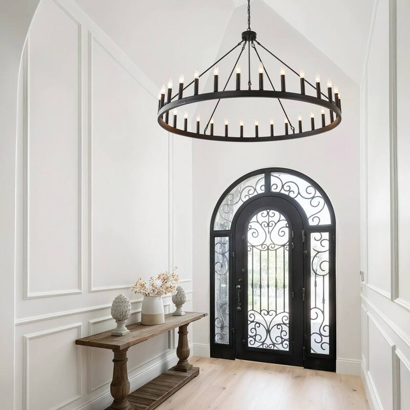 Extra Large Black Wagon Wheel Chandelier Farmhouse for Dining Room