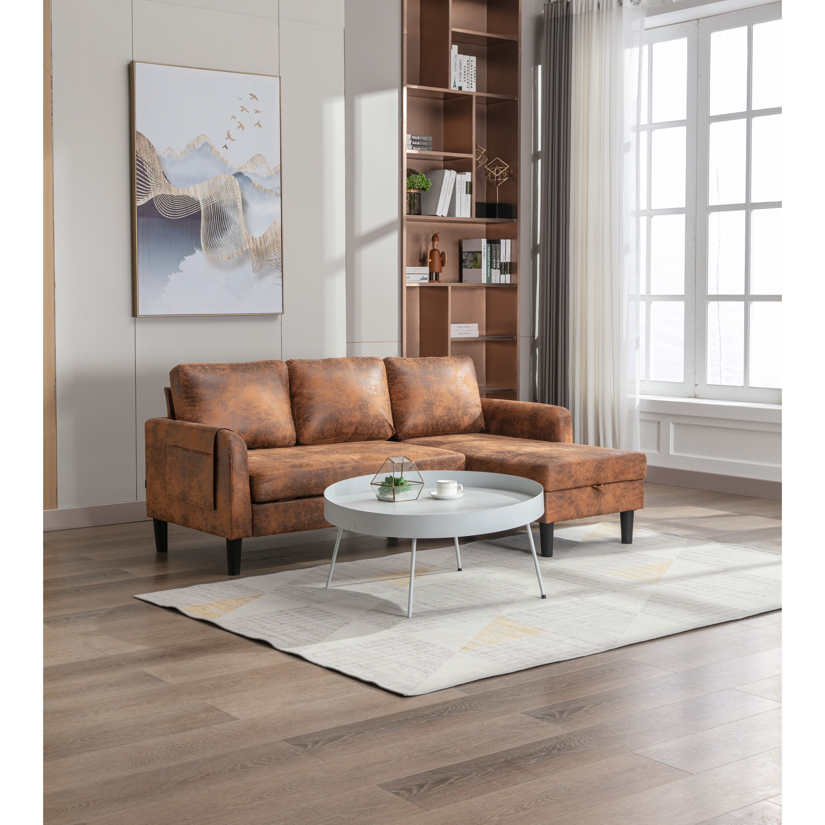 Microfiber chaise lounge hot sale sofa