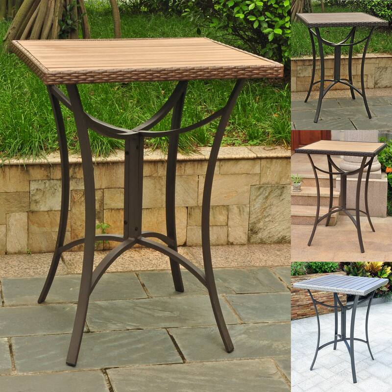 International Caravan Barcelona Resin Wicker / Aluminum 32-inch Square Outdoor Bar Table