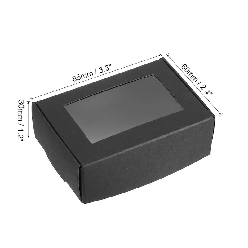 3.5"x2.5"x1" Paper Soap Box with Window, 30 Pack Soap Boxes Rectangle - Black