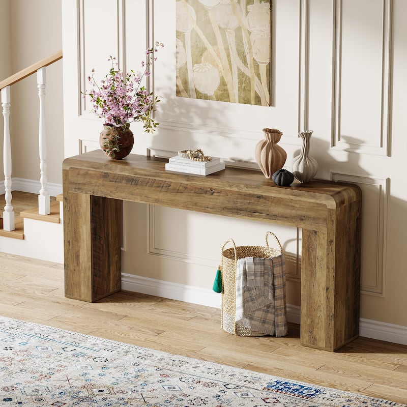 Industrial Rustic Brown Extra Long 70.9" Console Table for Entryway