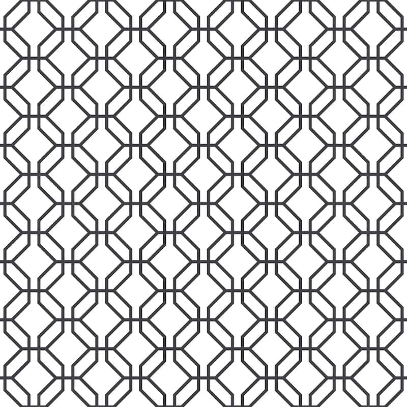 Galerie Wallcoverings Secret Garden Octogonal Trellis Non-woven Matte Wallpaper Roll - 33 feet x 21 inches - Black