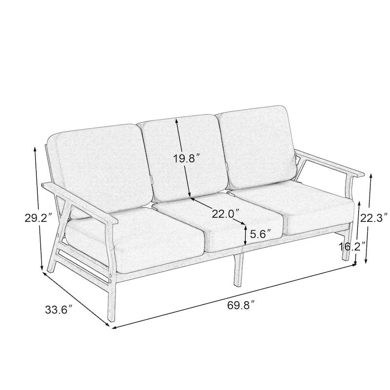 Teak Frame Outdoor Loveseat Daybed with Water-Resistant Cushions.