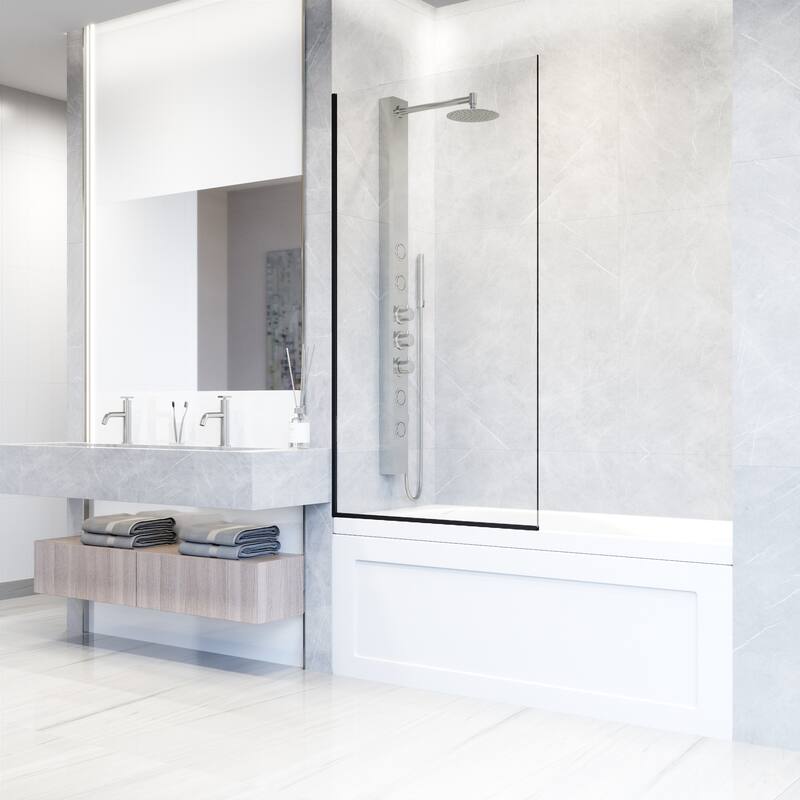 VIGO Zenith 34" W x 62" H Frameless Fixed Tub Screen Door