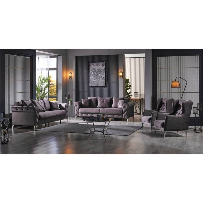 Rivario Two Sofa Two Chair Living Room Set - Anthracite