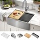 preview thumbnail 42 of 100, KRAUS Kore Workstation Farmhouse Apron Stainless Steel Kitchen Sink 26 7/8" L x 20 1/4" W (KWF210-27) - Stainless Steel