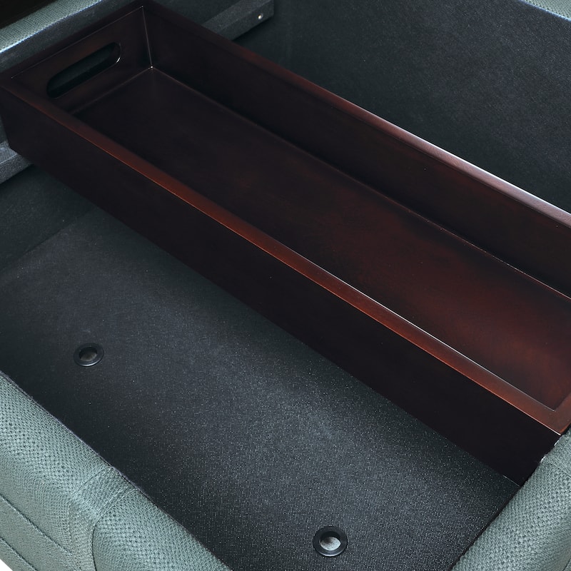 Detour Strap Square Storage Ottoman in Faux Leather
