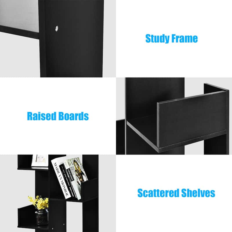 Gymax 8-Tier Bookshelf Bookcase w/8 Open Compartments Space-Saving - 57'' X 20'' X 10''