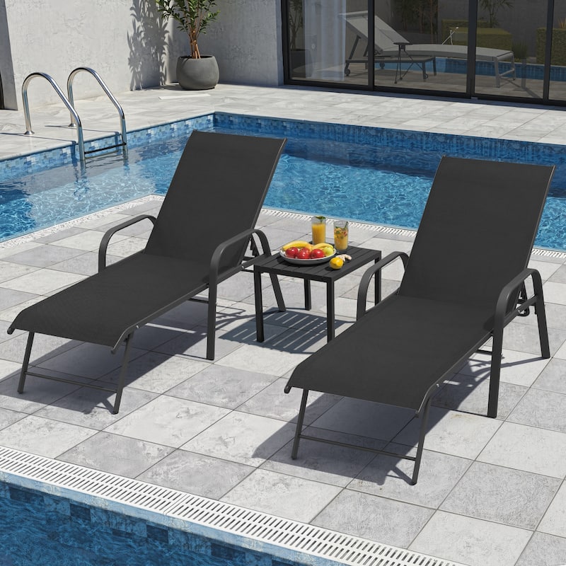 VredHom Outdoor Aluminum Adjustable Patio Chaise Lounge Chairs