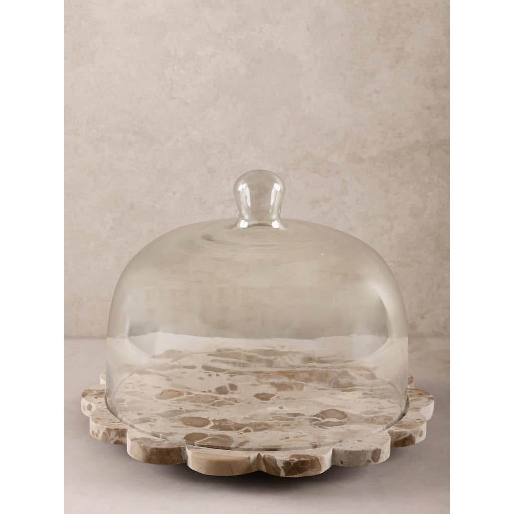 Viola Brown Onyx Serving Board with Cloche - Large