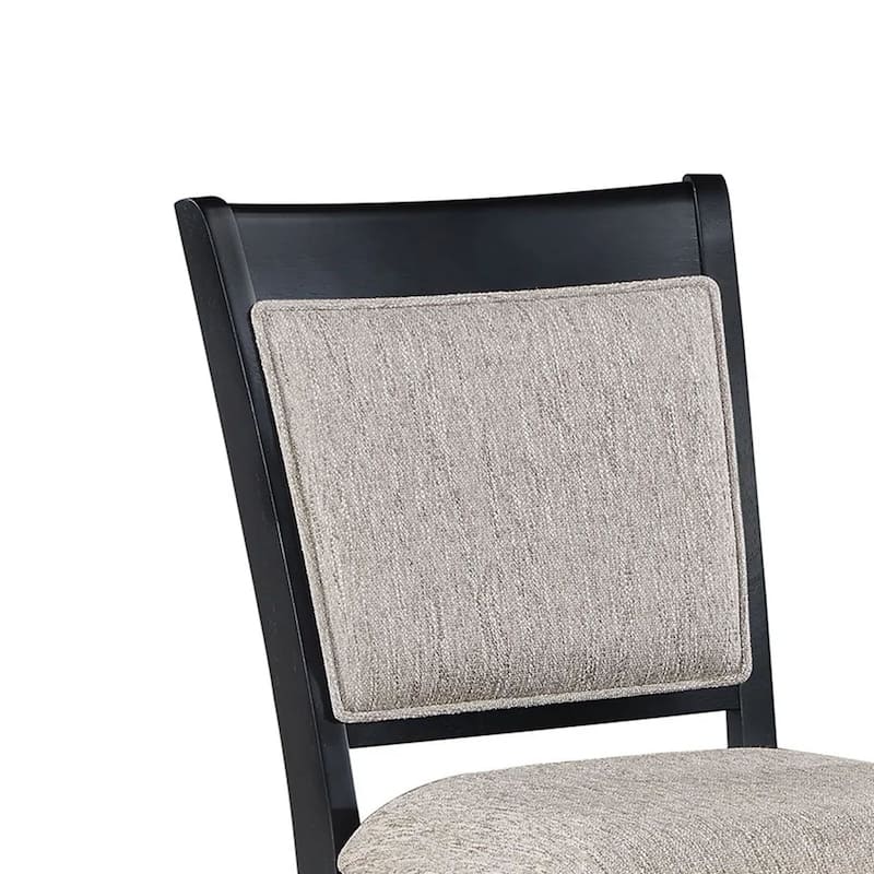 Filu Counter Height Chair Set of 2, Black Wood Frame, Gray Linen Seat