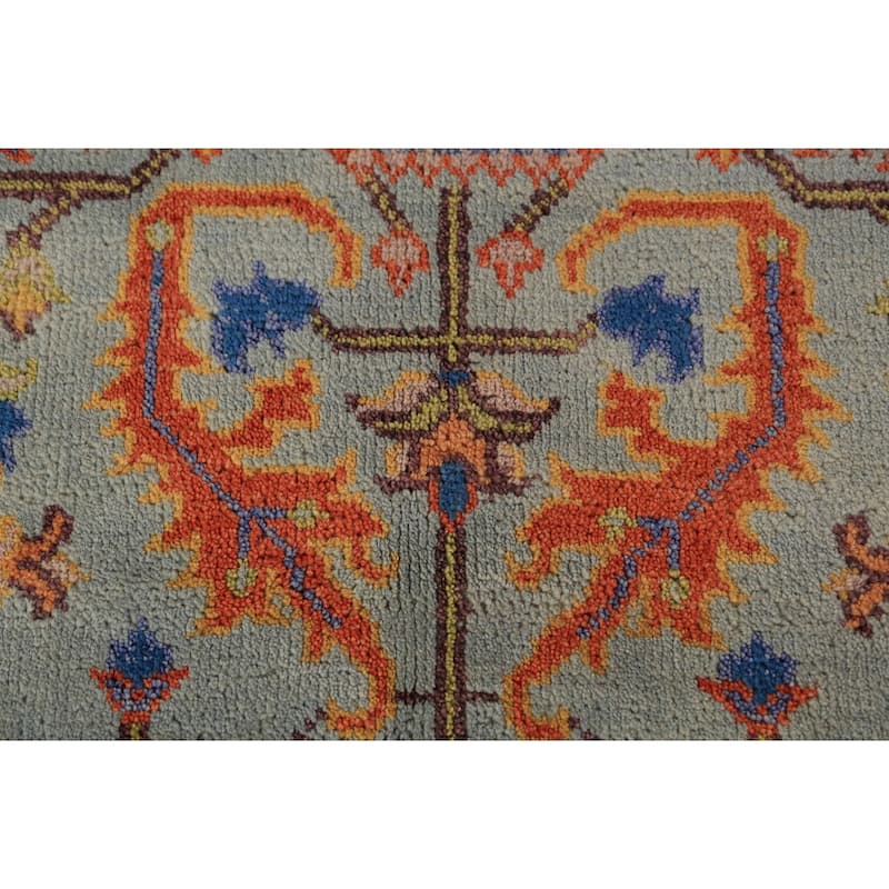 Floral Blue Oushak Oriental Rug Handmade Wool Carpet - 3'10"x 6'0"