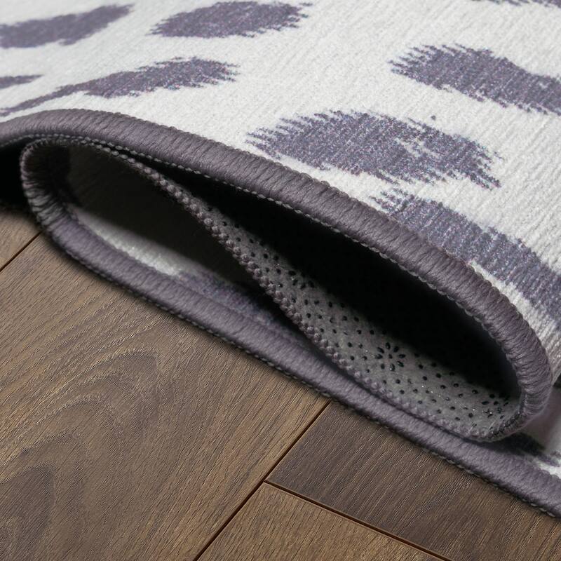 My Magic Carpet Miya Leopard Grey Machine Washable Rug