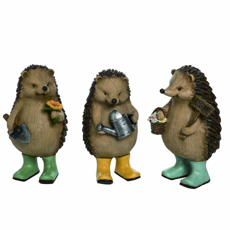 Transpac Resin Hedgehog w/Boots Figurine Set of 3 Spring Home Decorations