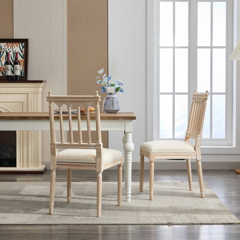 Reception Chair Kitchen Chair Upholstered Chair with Wood Legs, Rustic Upholstered Chair Dressing Chair - Cream
