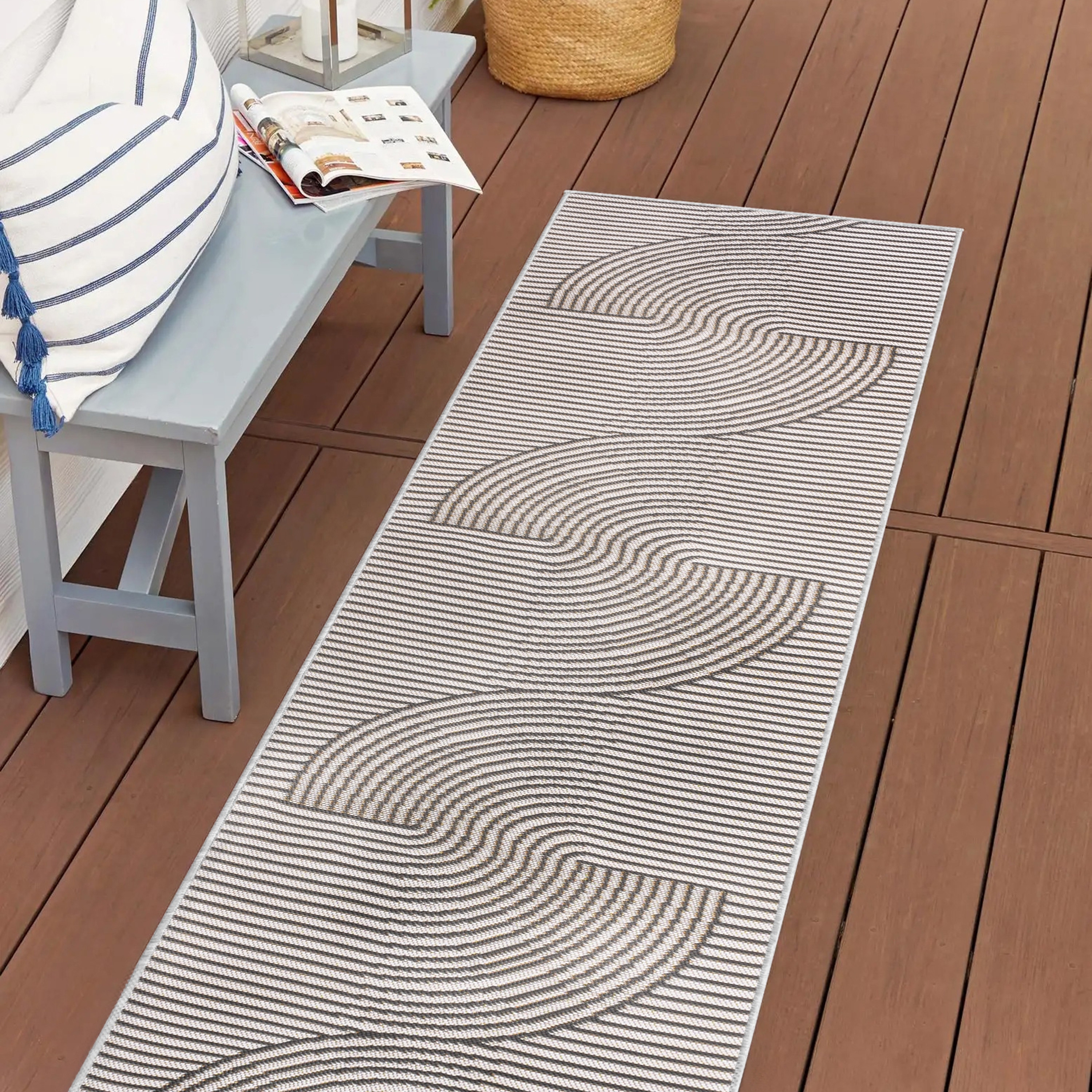 JONATHAN Y Reversible Zana Mid-Century Modern Curve Stripe Machine