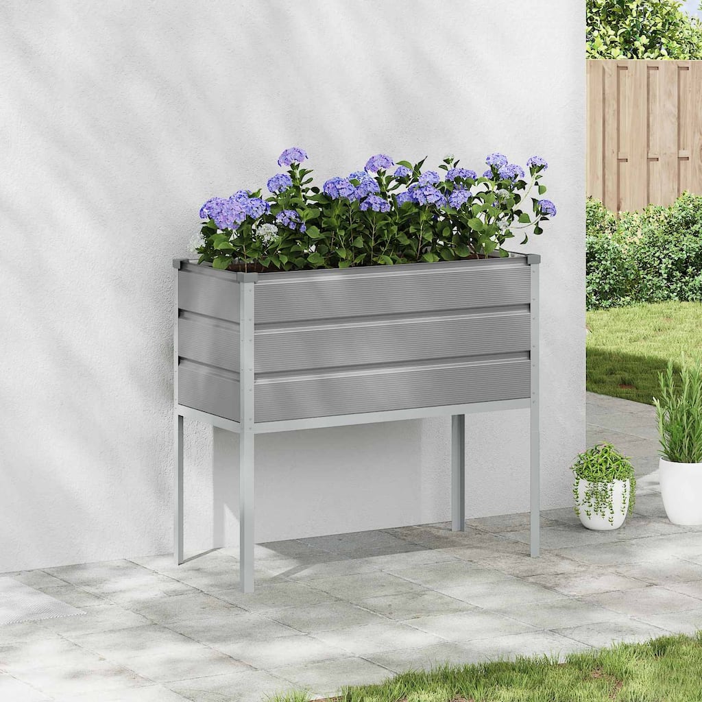 vidaXL Planter 100 x 45 x 90 cm Galvanised Steel - 39.37 x 17.72 x 35.43