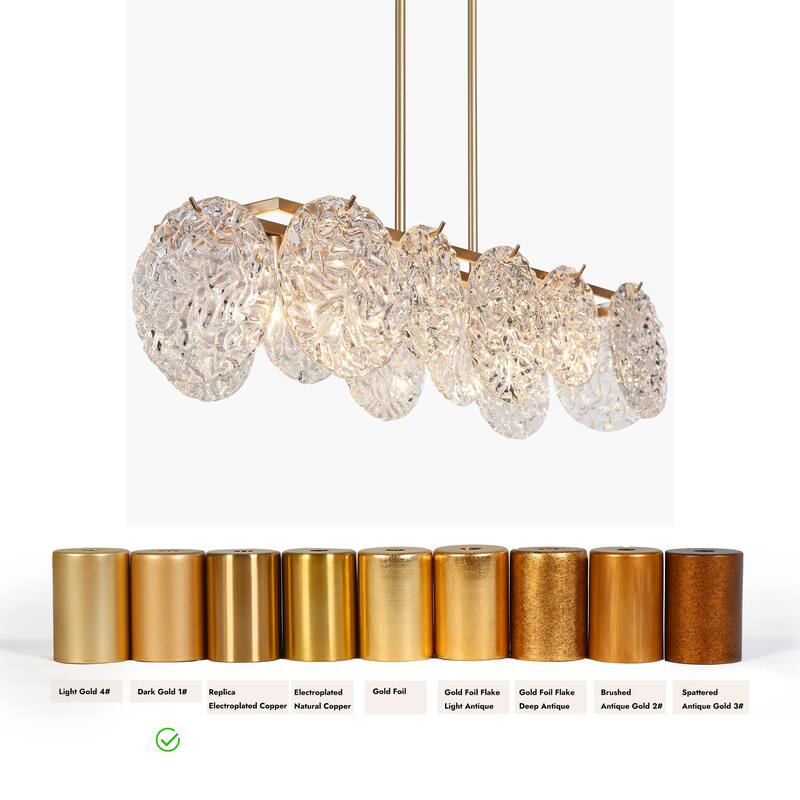 Modern Glam 5-Light Gold Chandelier Rectangle Island Light for Kitchen Dining Room - 33" L x 9" W x 7.5" H