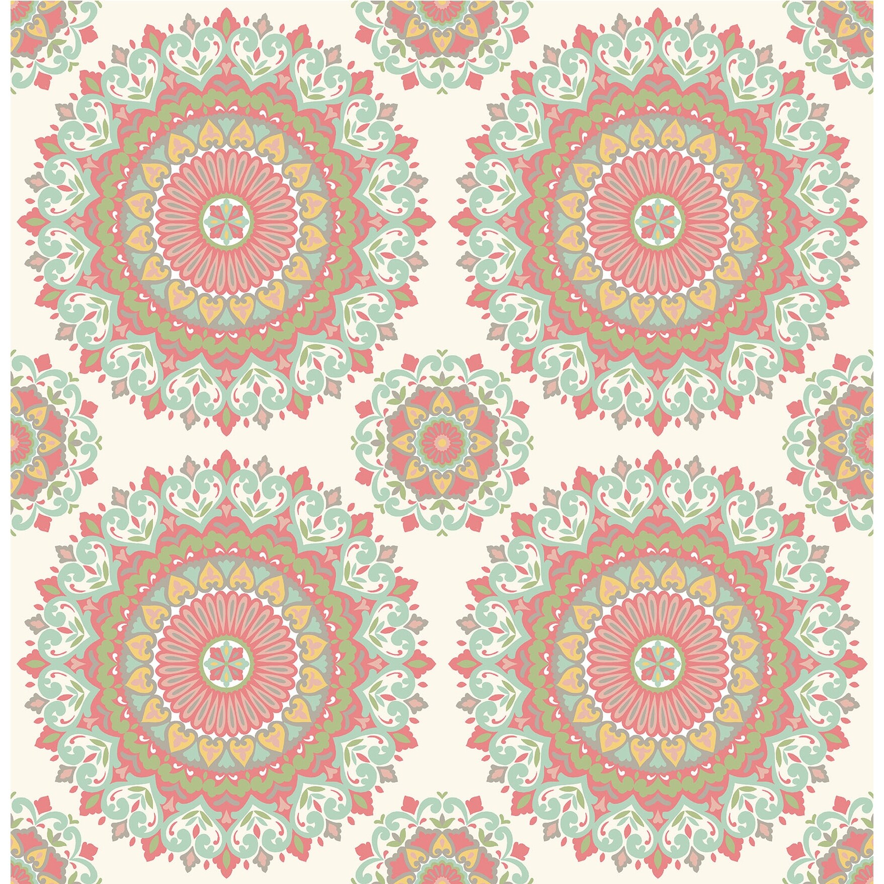 Shop Brewster 1014 001801 Gemma Aqua Boho Medallion Wallpaper